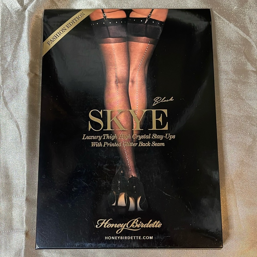 Honey Birdette Black Skye Thigh High Crystal Stockings